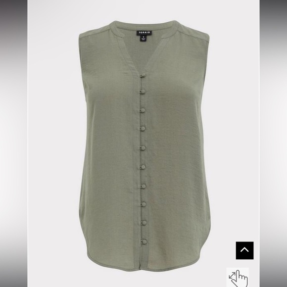 ✨torrid agave green harper gauze button-front sleeveless blouse✨ - Picture 1 of 10